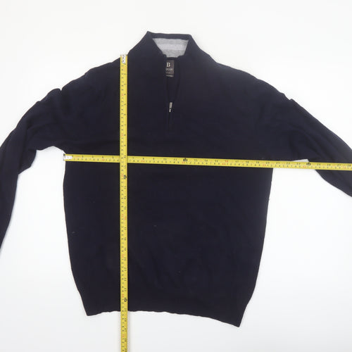 Boggi Milano Men's Blue Cashmere Blend 1/2 Zip Jumper M