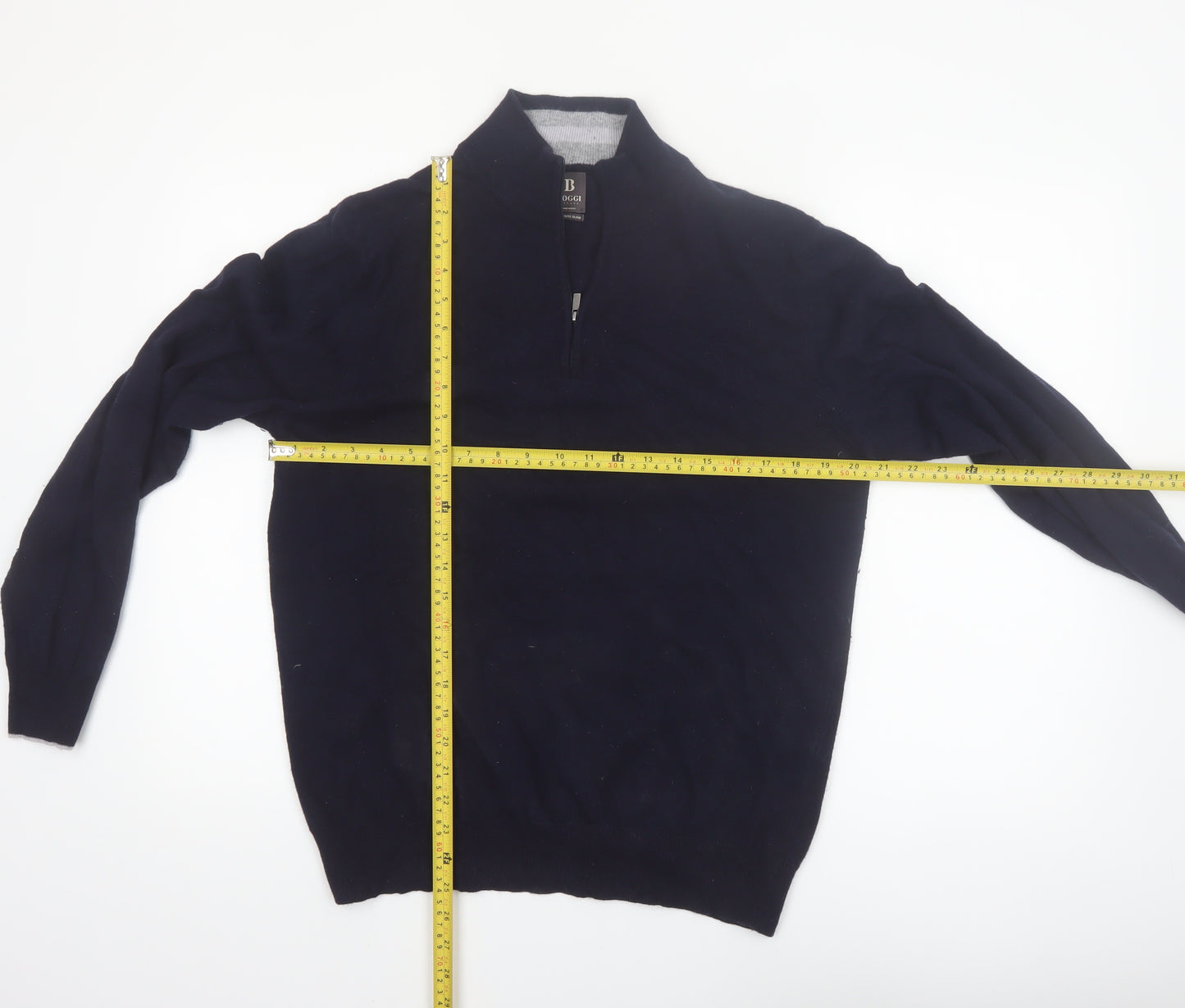 Boggi Milano Men's Blue Cashmere Blend 1/2 Zip Jumper M