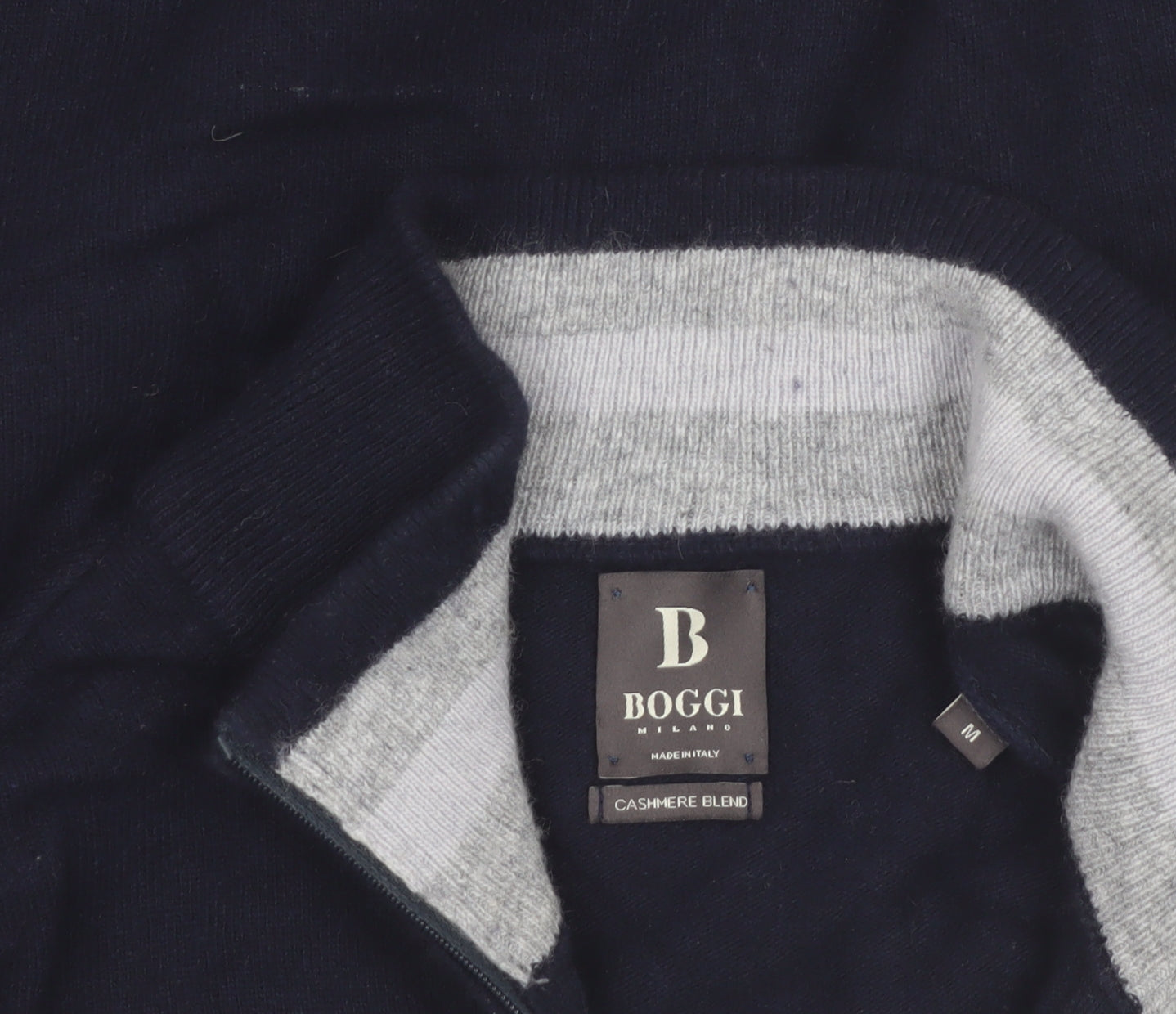 Boggi Milano Men's Blue Cashmere Blend 1/2 Zip Jumper M