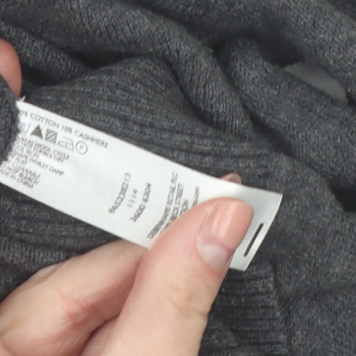 Jeff Banks Mens Grey Cotton Cashmere V-Neck Jumper Size L