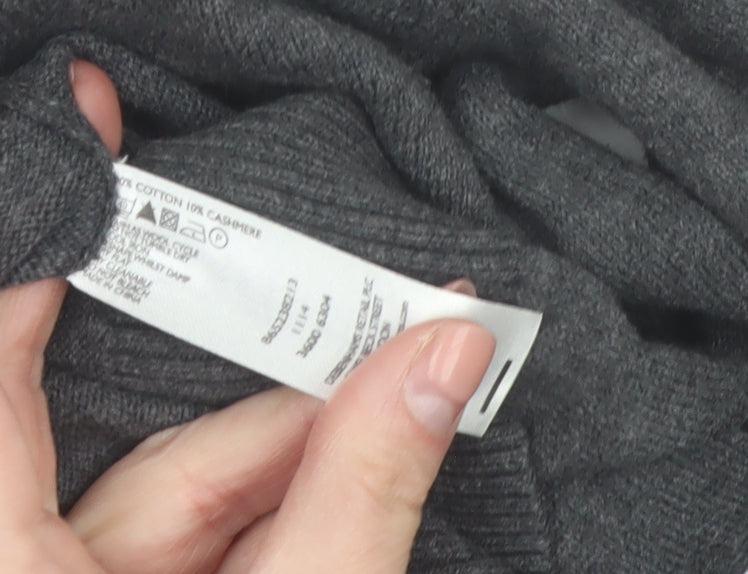 Jeff Banks Mens Grey Cotton Cashmere V-Neck Jumper Size L