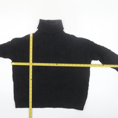 Superdry Women's Black Roll Neck Cable Knit Jumper Size 10