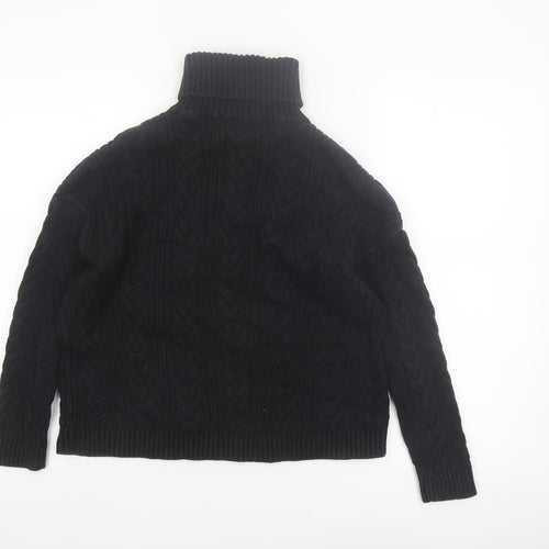 Superdry Women's Black Roll Neck Cable Knit Jumper Size 10