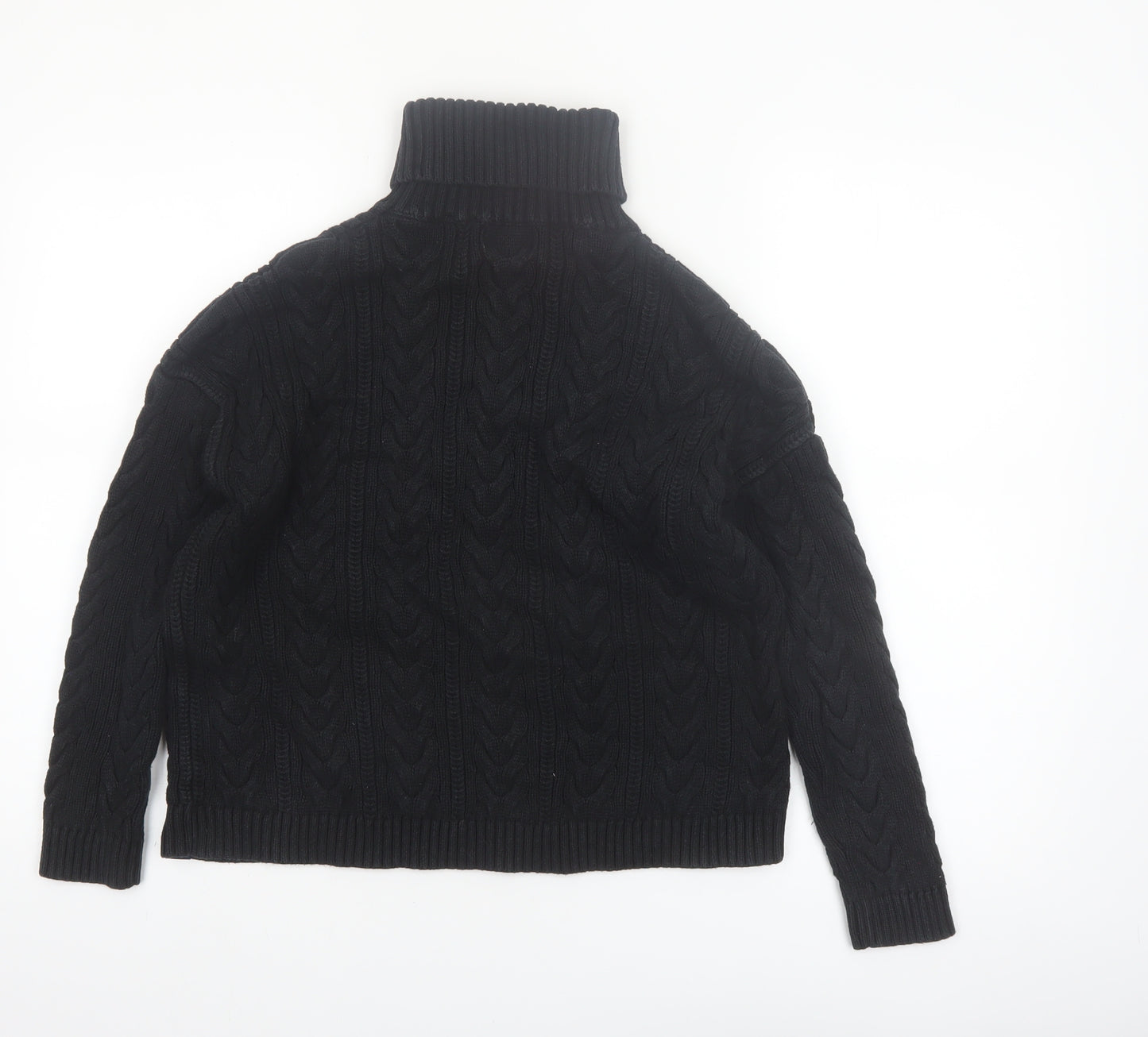 Superdry Women's Black Roll Neck Cable Knit Jumper Size 10