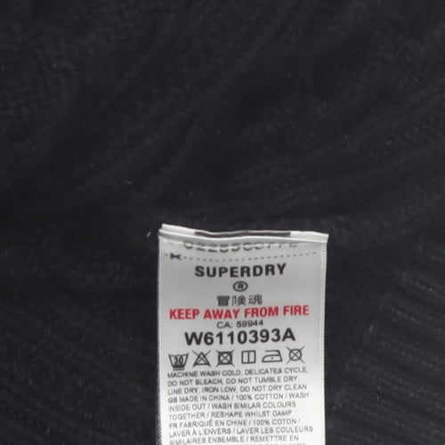 Superdry Women's Black Roll Neck Cable Knit Jumper Size 10