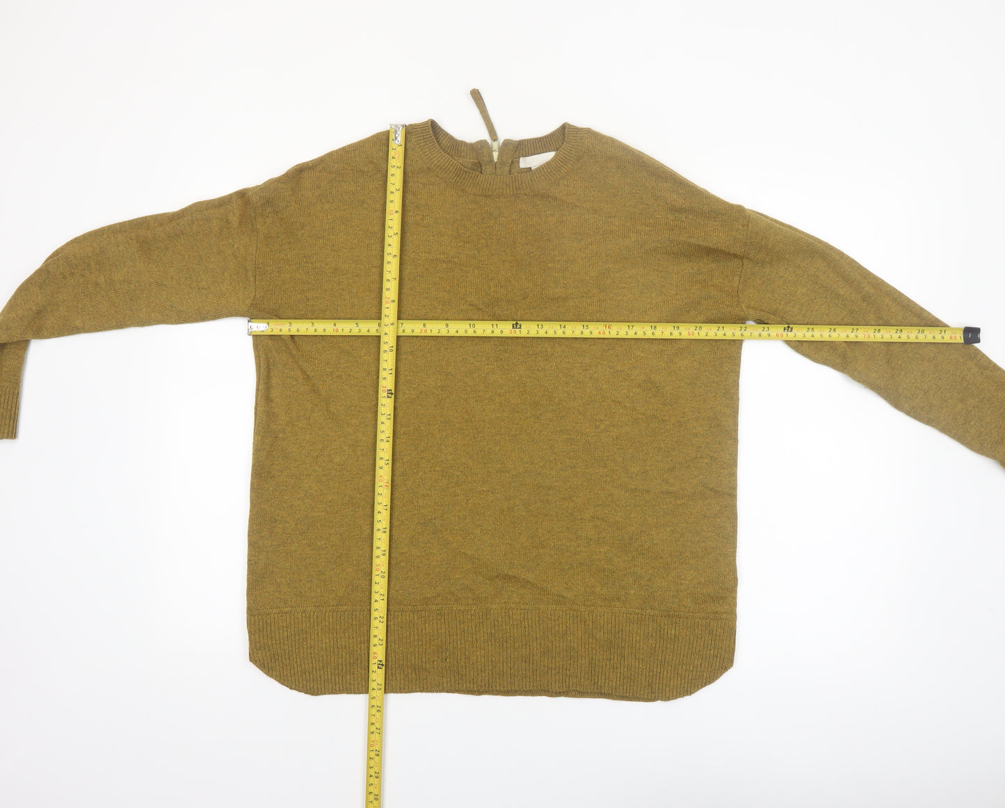 H&M Women Brown Wool Blend Crew Neck Pullover Jumper Size 8