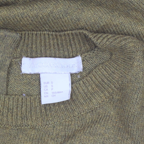 H&M Women Brown Wool Blend Crew Neck Pullover Jumper Size 8