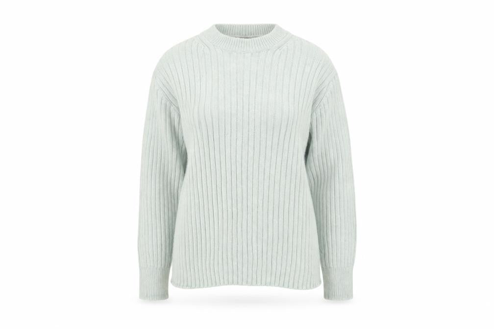 Marks and Spencer Women's Green Cotton Rib Knit Jumper Size 14