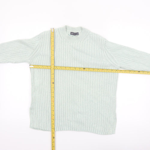 Marks and Spencer Women's Green Cotton Rib Knit Jumper Size 14