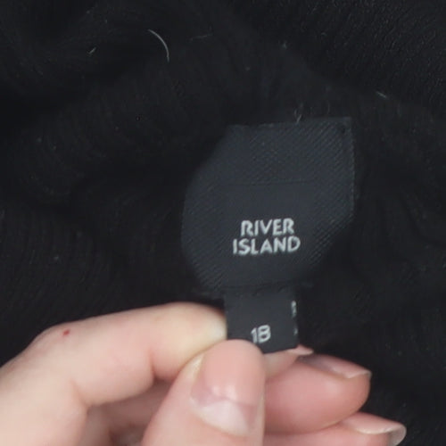 River Island Womens Black Roll Neck Ribbed Knit Jumper Size 18