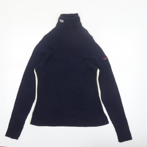 Ralph Lauren Polo Sport Womens Blue Roll Neck Ribbed Jumper Size L