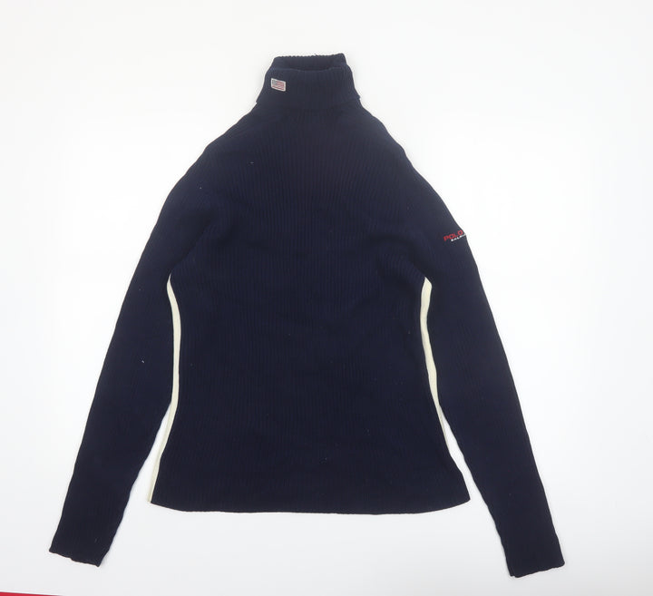 Ralph Lauren Polo Sport Womens Blue Roll Neck Ribbed Jumper Size L