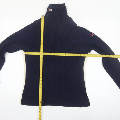 Ralph Lauren Polo Sport Womens Blue Roll Neck Ribbed Jumper Size L