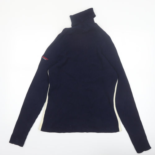 Ralph Lauren Polo Sport Womens Blue Roll Neck Ribbed Jumper Size L