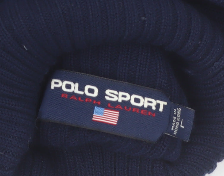 Ralph Lauren Polo Sport Womens Blue Roll Neck Ribbed Jumper Size L