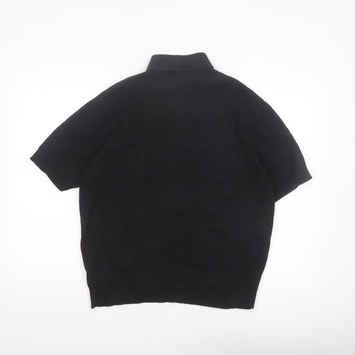 COS Men's Black Cotton Short Sleeve Polo Shirt Size S