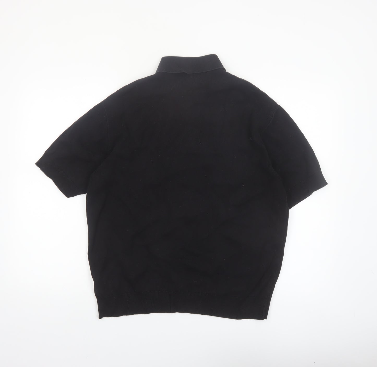 COS Men's Black Cotton Short Sleeve Polo Shirt Size S