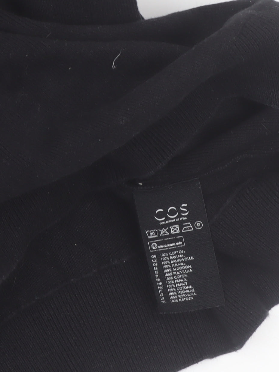 COS Men's Black Cotton Short Sleeve Polo Shirt Size S