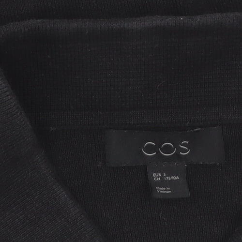 COS Men's Black Cotton Short Sleeve Polo Shirt Size S