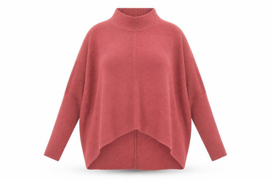 Front view of Nine by Savannah Miller women’s pink roll neck relaxed jumper, size UK 18