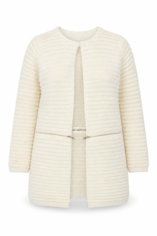 Front view of Katsuji Women's Ivory Long Sleeve Knit Cardigan M