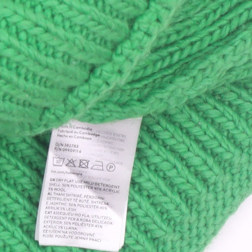 H&M Womens Green Roll Neck Chunky-Knit Jumper Size S