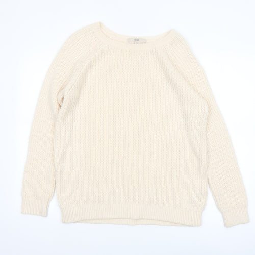 Next Womens Ivory Chunky Knit Crew Neck Jumper Size 14