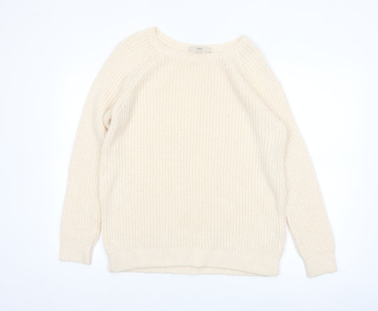 Next Womens Ivory Chunky Knit Crew Neck Jumper Size 14