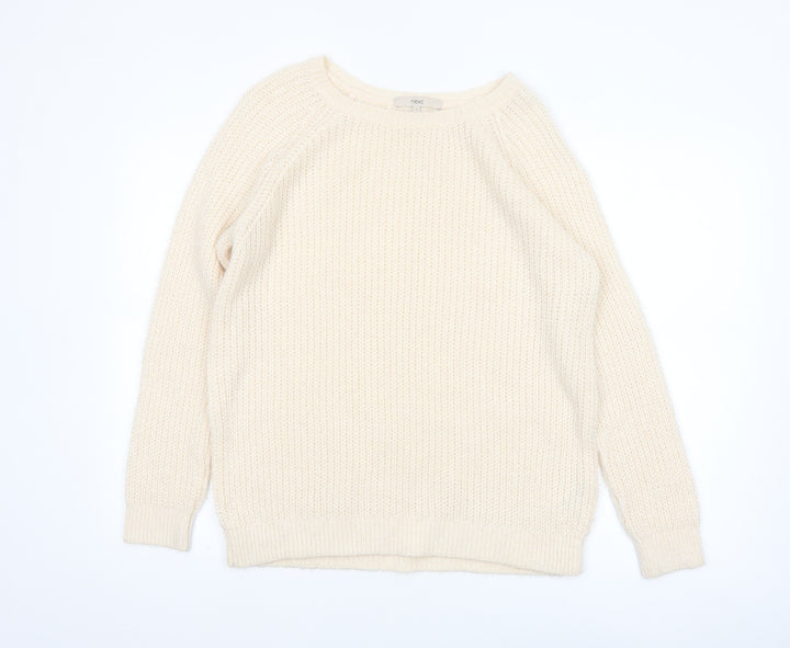 Next Womens Ivory Chunky Knit Crew Neck Jumper Size 14