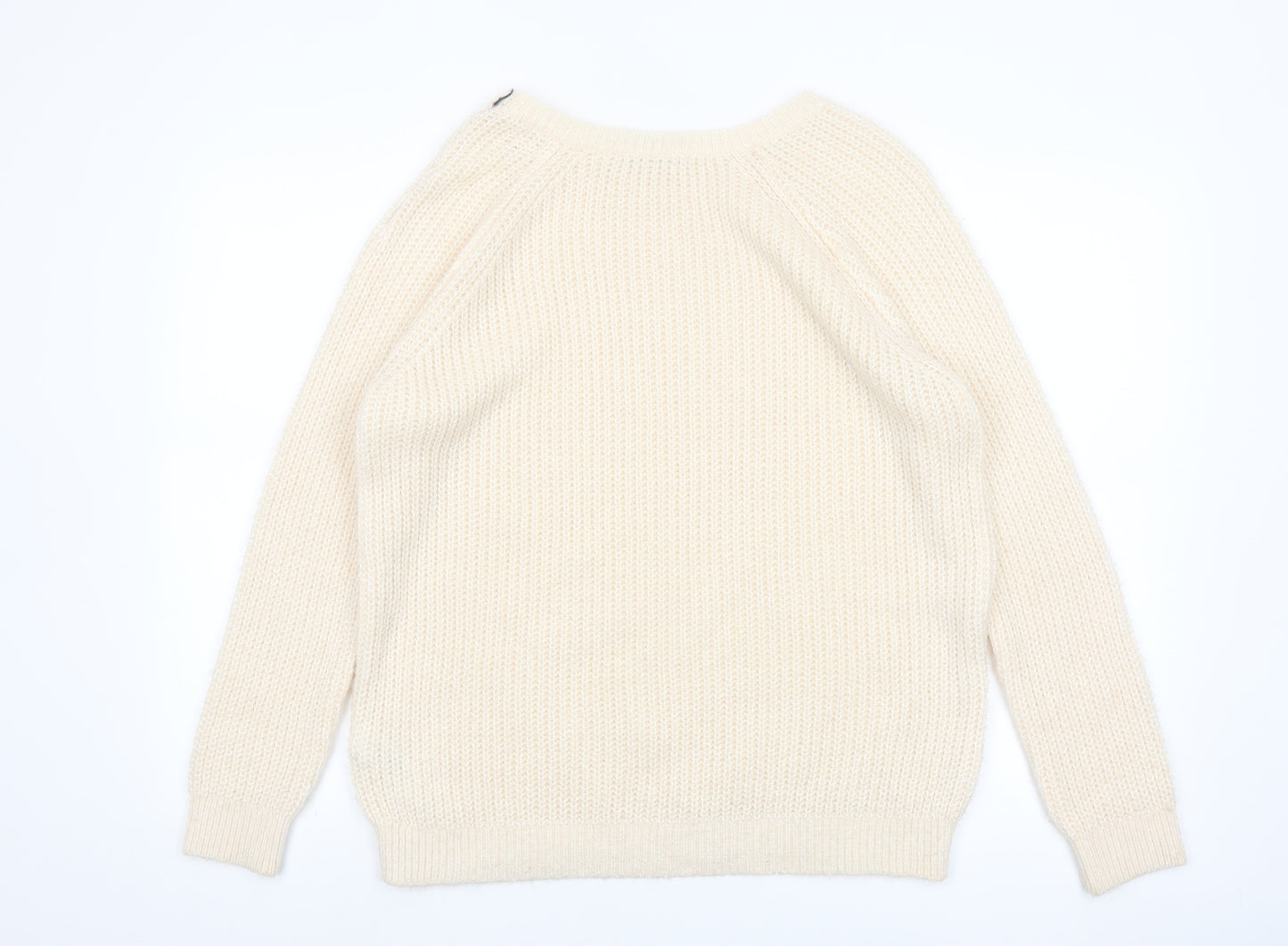 Next Womens Ivory Chunky Knit Crew Neck Jumper Size 14