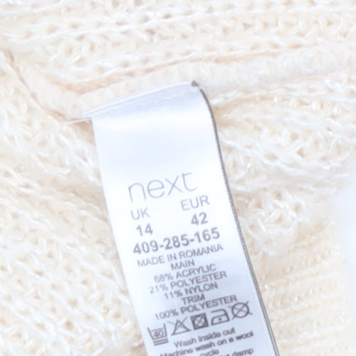 Next Womens Ivory Chunky Knit Crew Neck Jumper Size 14