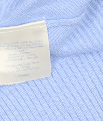 Lands' End Women's Blue Cotton Knit Short Sleeve Crew Neck Jumper M