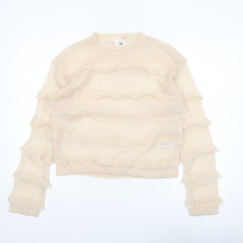 Marks and Spencer Per Una Women’s Beige Ruffle Knit Jumper XS