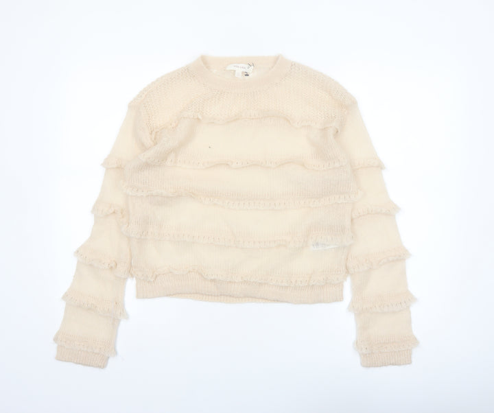 Marks and Spencer Per Una Women’s Beige Ruffle Knit Jumper XS