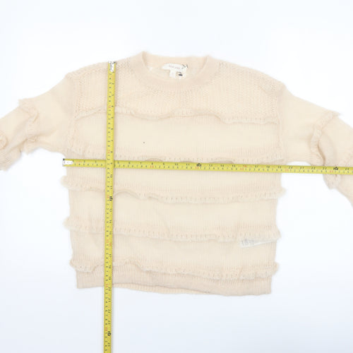 Marks and Spencer Per Una Women’s Beige Ruffle Knit Jumper XS