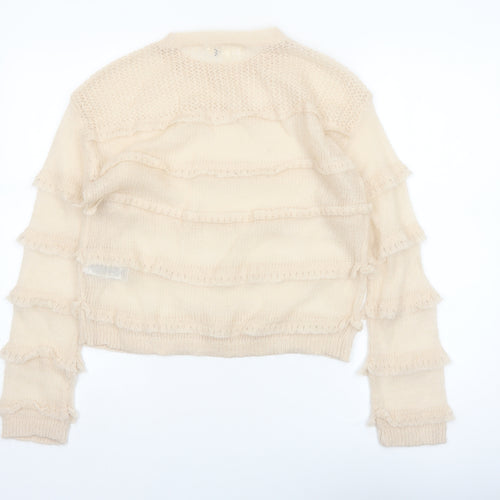Marks and Spencer Per Una Women’s Beige Ruffle Knit Jumper XS