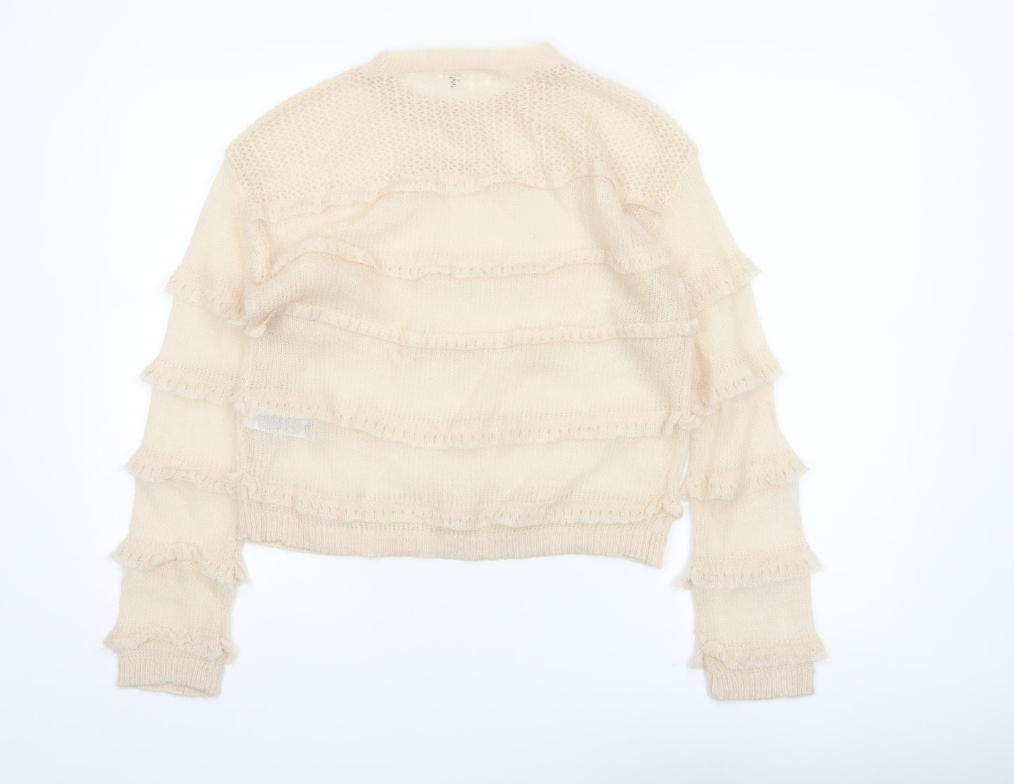 Marks and Spencer Per Una Women’s Beige Ruffle Knit Jumper XS