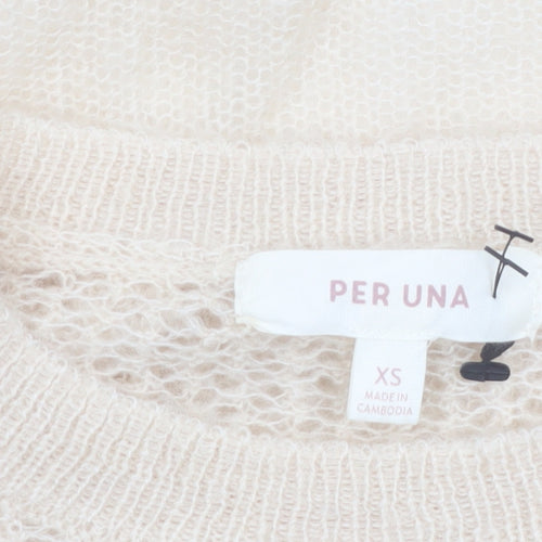 Marks and Spencer Per Una Women’s Beige Ruffle Knit Jumper XS