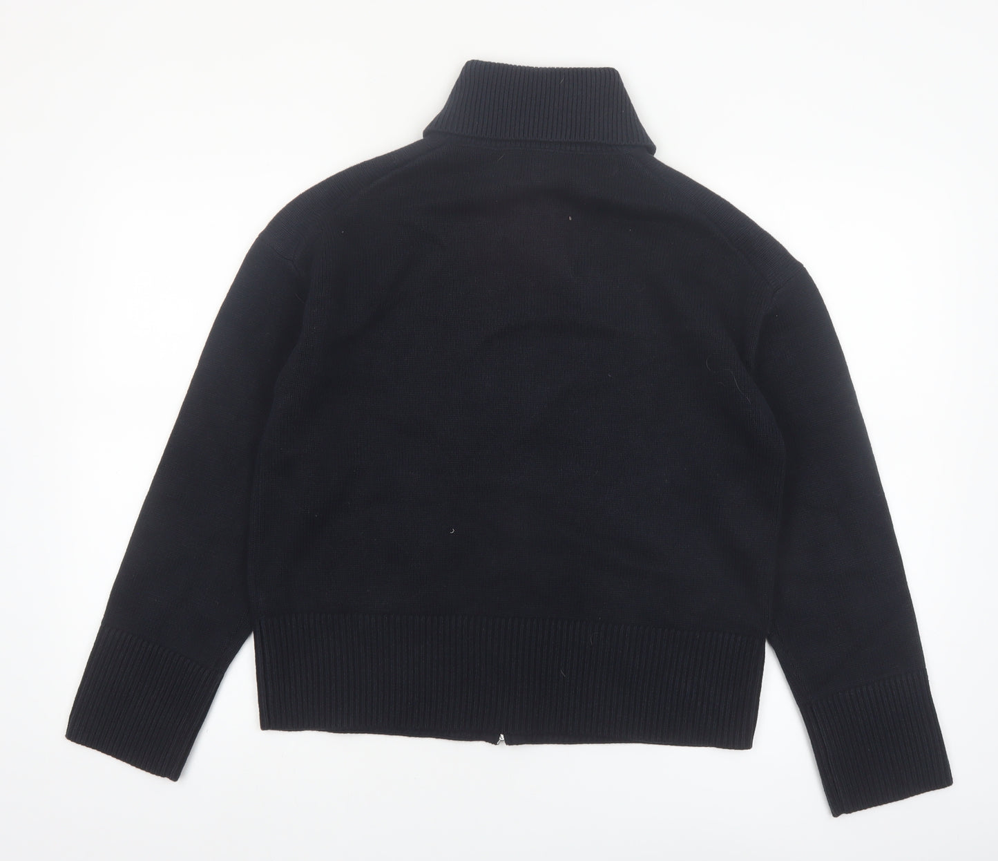 Marks and Spencer Women Black Collared Full Zip Knit Jumper M