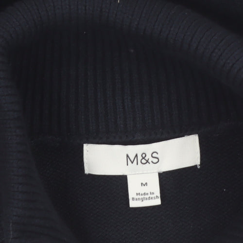 Marks and Spencer Women Black Collared Full Zip Knit Jumper M
