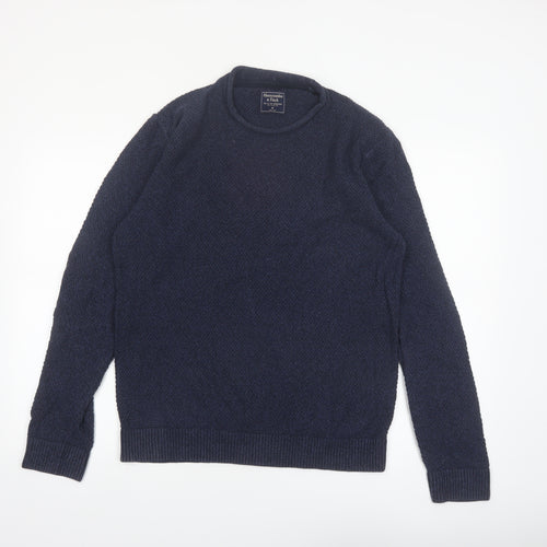Abercrombie & Fitch Mens Blue Medium Waffle Knit Crew Neck Jumper