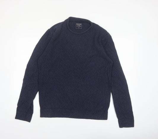 Abercrombie & Fitch Mens Blue Medium Waffle Knit Crew Neck Jumper