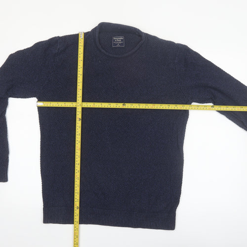 Abercrombie & Fitch Mens Blue Medium Waffle Knit Crew Neck Jumper