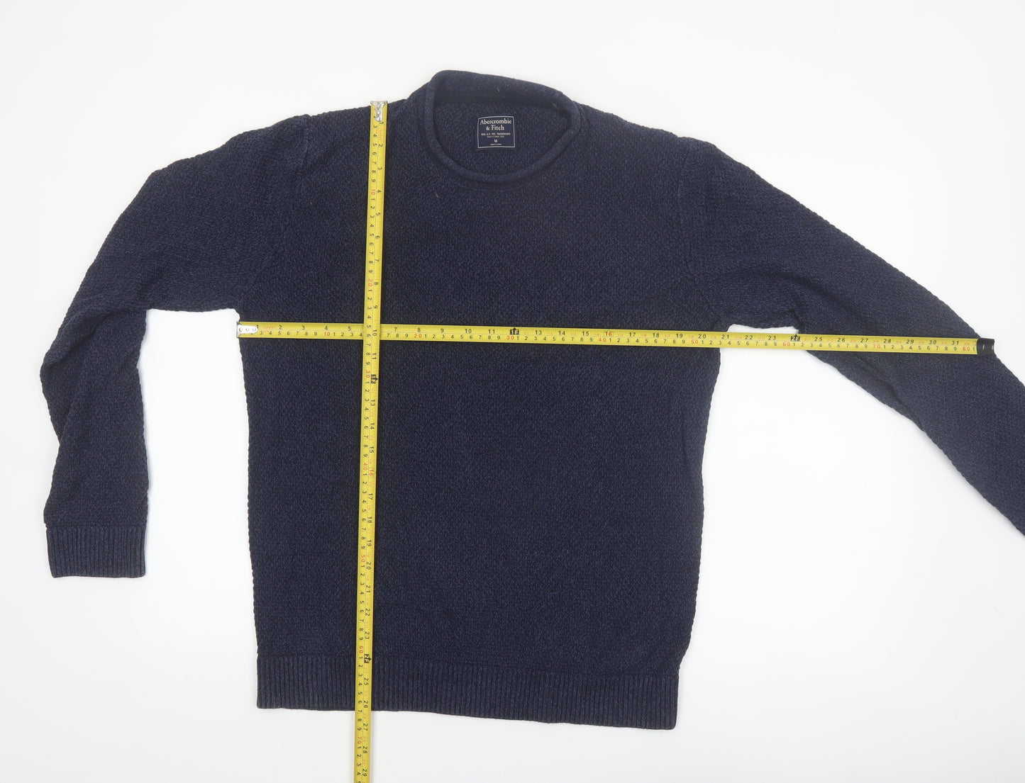 Abercrombie & Fitch Mens Blue Medium Waffle Knit Crew Neck Jumper