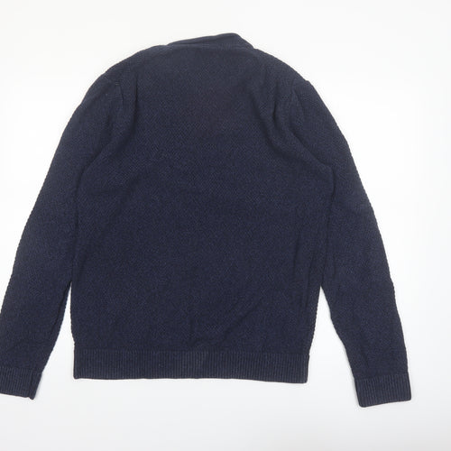 Abercrombie & Fitch Mens Blue Medium Waffle Knit Crew Neck Jumper