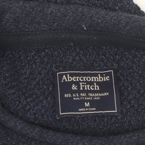 Abercrombie & Fitch Mens Blue Medium Waffle Knit Crew Neck Jumper