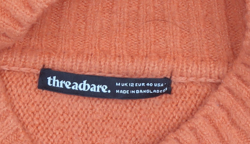 Threadbare Women’s Orange Mock Neck Long Sleeve Jumper Size 12