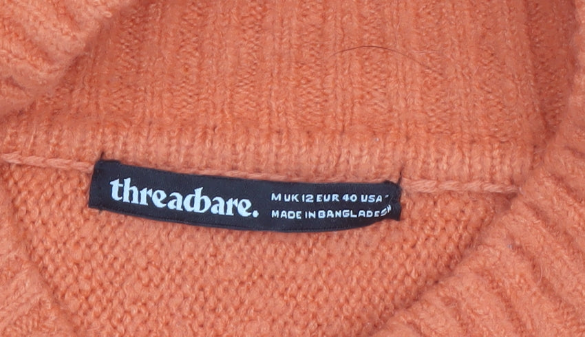 Threadbare Women’s Orange Mock Neck Long Sleeve Jumper Size 12
