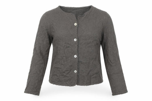 Front view of Jigsaw Women Brown Cardigan M Long Sleeve Knit Cotton Blend
