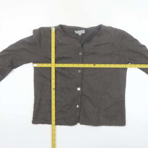 Jigsaw Women Brown Cardigan M Long Sleeve Knit Cotton Blend